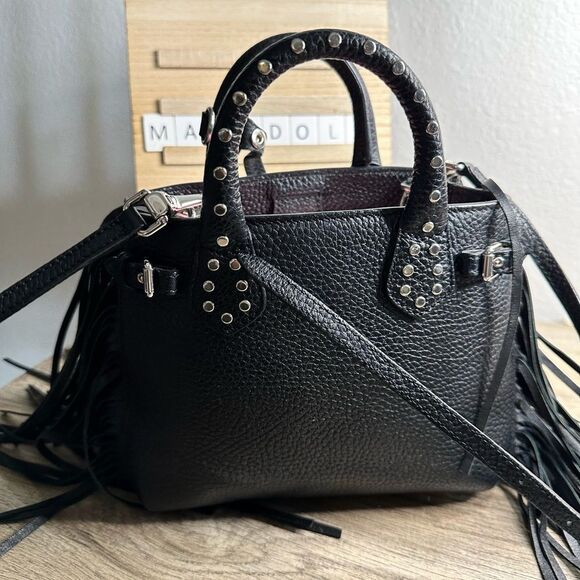 Burberry Black Leather Baby Banner Fringe Crossbody Shoulder Bag 100% Authentic - Picture 2 of 13